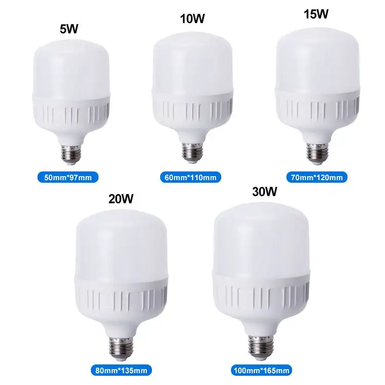 Popular Led T Bulb Indoor Lighting 3W 5W 10W 15W 20W 30W E27 Led Light Bulb Parts