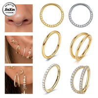 JiaXin Anneaux articulés clicker en titane ASTM F136 pour piercing nez, double anneau, tragus, hélix, daith, septum, conch, rook, lèvre