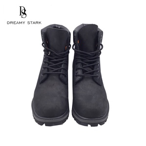 Bottes de travail montantes en cuir véritable noir pour homme, respirantes, antidérapantes, absorbant la transpiration, patchwork, collection hiver-automne - Product Image 3