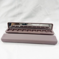 Palette de fards à paupières et de blush rectangulaire en plastique ABS vide, 9 couleurs, avec logo personnalisé, miroir, emballage cosmétique, matériaux recyclés, OEM/ODM
