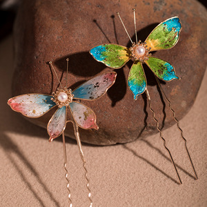 Épingles à cheveux en velours, artisanat fait main, accessoires capillaires de style ancien, féeriques, pour le patrimoine culturel immatériel - Product Image 1