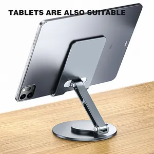 New Trend Aluminum Alloy Foldable Adjustable 360 Rotatable Smart Anti-slip Phone Ipad Holder Tablet Desktop Stands Desk Holders