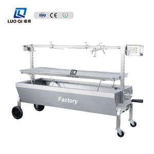 Parrilla de Carbón de Acero Inoxidable de Alta Resistencia con <span class=keywords><strong>Asador</strong></span>, 5 Niveles de Altura Ajustable, Gran Área de Cocción, Diseño Portátil con Carro, Certificación CE - Product Image 4