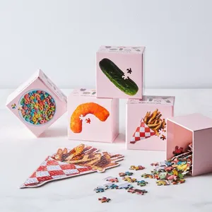 Mini quebra-cabeças de papel personalizado, brinquedos de natal, caixa redonda, 1000 peças para crianças