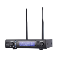 Système de microphone sans fil UHF à main en métal avec deux micros pour les spectacles sur scène, les événements et les systèmes de sonorisation