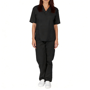 Ensemble de tenue de travail pour salon de beauté (haut + pantalon) avec logo personnalisé, extensible dans quatre directions, infroissable, anti-taches, en polyester, unisexe, pour coiffeurs - Product Image 3