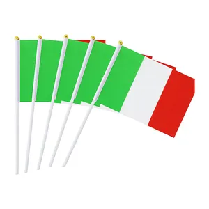 Suministros de decoración para fiestas, minibandera italiana de campo pequeño para eventos deportivos de fútbol, palo de mano