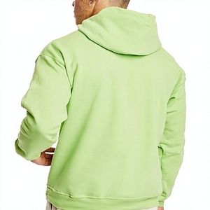 Sweat-shirt à capuche unisexe en polaire vert lime, coupe classique, motif cœur, décontracté, avec poche avant, hiver, non tissé - Product Image 3