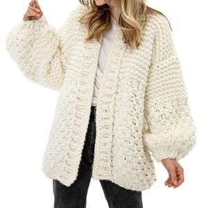 Cardigan <span class=keywords><strong>col</strong></span> roulé personnalisé tricoté à la main avec boules décoratives, pulls pour femme multicolores, <span class=keywords><strong>pull</strong></span> en tricot pour femme avec patchs - Product Image 3