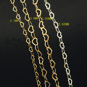GC014 catena a cuore riempita in oro 14K martellata piatta 2.8mm per estensori riprese all'ingrosso non finito - Product Image 2