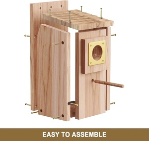 Casetta per Uccelli Classica in Legno Rinforzato con Protezione in Rame, Nido Esterno per Fringuelli, Rondini, Passeri e Cinciali, Forma Rettangolare - Product Image 2