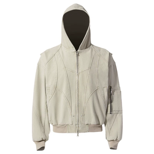 Giacca Invernale da Uomo Impermeabile in Stile Streetwear, Modello Vulture, in Lana/Poliestere, con Motivo a Lettere, Chiusura a Zip, Colore Grigio Lupo - Product Image 1