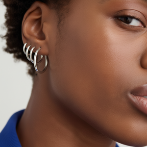 Pav Diamond Medium <b>Hoops</b> Trendy Religious Wedding <b>Earrings</b> Rose <b>Gold</b> Rhodium/<b>Gold</b> Plating Classic Zircon Pearl Stone for Gift - Product Image 1