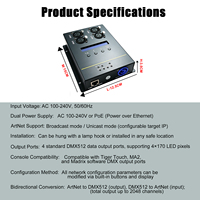 Convertisseur ArtNet vers DMX512 pour éclairage de scène, nœud bidirectionnel 4 ports avec PoE, LED RGBW, DJ, discothèque, événements de mariage