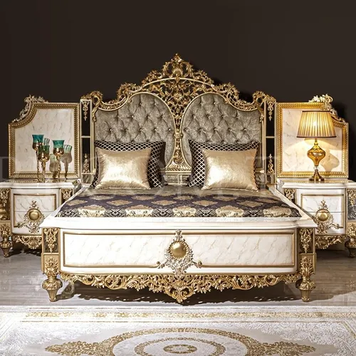 เตียงคู่ทำจากไม้แข็งแรงเตียงหนังแท้กรอบหนังอิตาเลียนที่ทันสมัยหรูหราเตียงไม้คู่ขนาดคิงไซส์