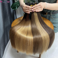 Extensions de cheveux humains mongols à double trame, couleur ombrée claire, pointe en I, cheveux vierges Remy, trame plate en kératine