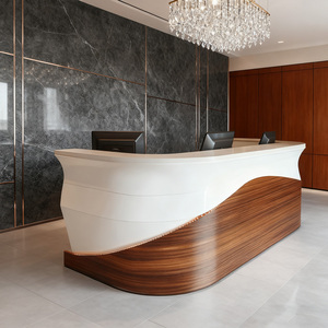 Mostrador de Recepción CR019 con Superficie de Piedra Rústica, Diseño Artístico Ondulado en FRP, Textura Similar a la Piedra, para Cafetería, Bar y Galería de Arte - Product Image 5
