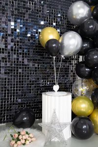 Квадратные черные панели с пайетками для декора стен, серебристые блестящие панели для свадебного оформления - Product Image 2