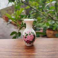Jarrón de Cerámica Pintado a Mano en Miniatura 1:12 para Casa de Muñecas, Micro Arreglo Floral, Decoración, Jardín de Hadas, Regalo Artesanal