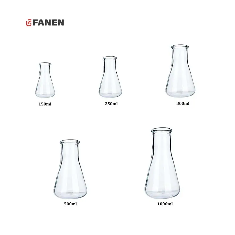 Fanen Mẫu phòng thí nghiệm Flask trong suốt Borosilicate tốt nghiệp Glass 150ml hình nón Flask