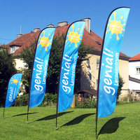 Drapeaux publicitaires portables personnalisés en gros, drapeaux en fibre de verre, anti-plis, polyester tricoté 110G, drapeau en forme de larme
