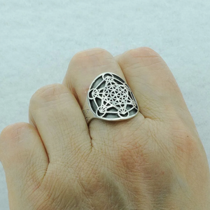 Haute Qualité Hommes Géométrie Sacrée <span class=keywords><strong>Sceau</strong></span> Salomon Kabbale Amulette Anneau 316l En Acier Inoxydable <span class=keywords><strong>Metatron</strong></span> Cube Anneaux <span class=keywords><strong>De</strong></span> Mode - Product Image 6