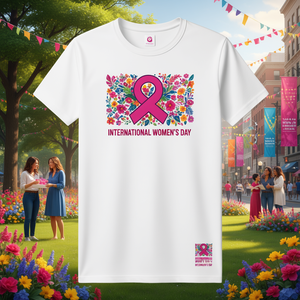 T-shirt da Donna Comfort Colors per la Giornata Internazionale della Donna, Stampa Floreale, Girocollo, Vestibilità Regolare, 100% Cotone Jersey, Primavera - Product Image 2