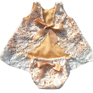 Wholesale Kids Summer Wear Newborn baby girl Lace Swing Top matching Bloomer Baby Clothing Set