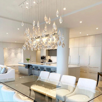 Lustre en verre en forme de goutte d'eau, design personnalisé, luminaire suspendu pour hall d'hôtel, restaurant, éclairage intérieur