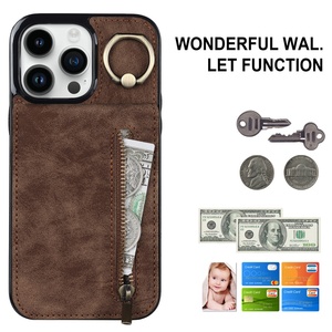 PU Leather Zipper Shockproof for iPhone 17 16 13pro Wallet Case with RFID Blocking Card <b>Holder</b> Phone Case - Product Image 2