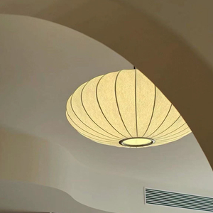 Modern Saucer Pendant Lamp 60cm Dia White Silk Shade E27 LED 3000K Warm <strong>Light</strong> <strong>Dining</strong> <strong>Room</strong> Kitchen Island Hanging <strong>Light</strong> <strong>Fixture</strong> - Product Image 5