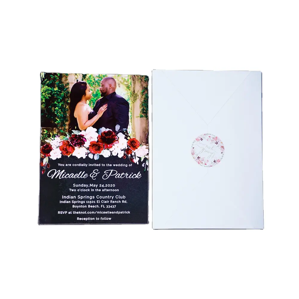 Wholesale Customized Transparent UV Printing Acrylic Wedding Invitation Card Printing With Envelope