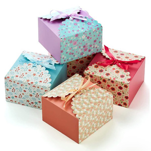 FREE SAMPLE Large Floral Gift Treat Boxes with Ribbons Lids Thick Card For Cakes Cookies Goodies Candy Party