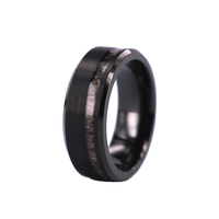 8MM abgeschrägte Kante gebürstet schwarz Wolfram Ehering Herren Hirschgeweih Ring Modisches Accessoire