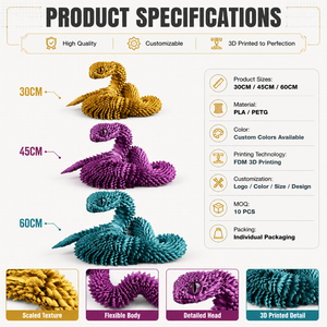 Figura de Animal Congelado Impresa en 3D, Mini Serpiente de Plástico Personalizada, Juguete para Niños y Niñas, Modelo de Actividad Sensorial Oddcraft, Escala 1/12 - Product Image 3