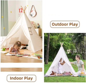 Tente de jeu pour enfants en toile de coton, antidérapante, rembourrée, pliable, grande capacité, pour l'intérieur et l'extérieur, tente <span class=keywords><strong>tipi</strong></span> indienne - Product Image 2