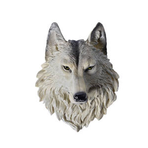 Scultura fissata al muro degli animali realistici della statua d'attaccatura della parete della testa del lupo della resina - Product Image 1