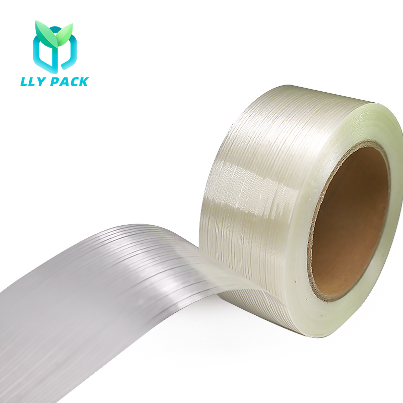 Strong Viscosity Transparent Cross Fiber Filament Adhesive Fiberglass Tapes For Corrugated Carton Printing Machine