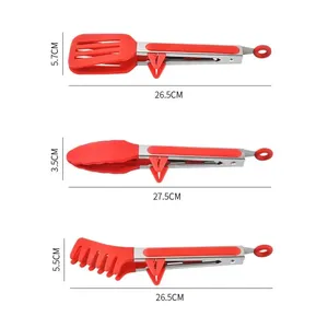 3pcs Eco-Friendly Silicone Stainless Steel Kitchen Cooking Tongs Set Nonstick Non-Slip Cooking Clip Clamp <b>BBQ</b> Salad Grill <b>Tools</b> - Product Image 2