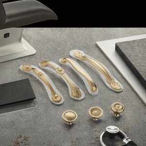 Luxury Golden Brass Cabinet <strong>Knobs</strong> and Pulls for Bedroom and Kitchen Furniture Hardware with Midcentury Modern Design - Product Image 3