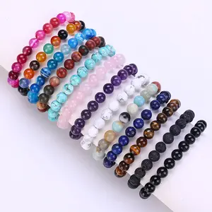 Pulseras de Ojo de Tigre Natural de 8mm para Mujer y Hombre, Mejoradas, Redondas, de Hematita Negra - Product Image 1