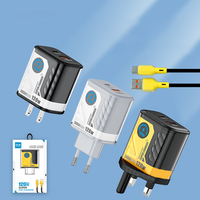 Cargador Transparente Mecha USB-C de 120W PD 3.0 con Carga Rápida, Adaptador de Viaje para Teléfonos Móviles con Enchufes EU/US/UK