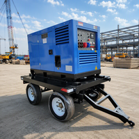 Groupe électrogène de soudage diesel portable 30 kW sur remorque mobile, triphasé, 180A 300A 500A 1000A, 1/2/4 postes, MMA MIG