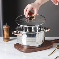Ensemble de 12 ustensiles de cuisine antiadhésifs avec poignées dorées, comprenant casseroles à lait et soupes, design minimaliste moderne, couvercles en verre, pour le commerce transfrontalier