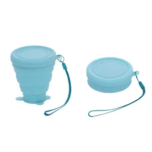 旅行用硅胶可折叠杯折叠野营便携式水杯带盖水杯户外徒步旅行用杯子套装