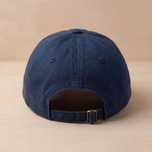 Custom 6 Panel Embroidery Logo <b>Navy</b> <b>Blue</b> Baseball <b>Caps</b> Washed Cotton Unstructured Dad Hats - Product Image 3
