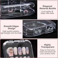 Boîte d'emballage carrée en plastique PP transparent personnalisable, recyclable, anti-poussière pour manucure, boîte de rangement pour bijoux