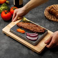 30*20*2.5CM En gros Briques de cuisson en pierre volcanique, pierres de lave plates, noires, rectangulaires, carrées, rondes pour barbecue de steak en extérieur et grillades de camping