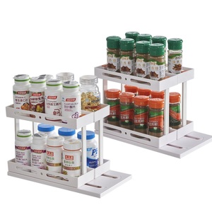 Étagère de <span class=keywords><strong>rangement</strong></span> d'<span class=keywords><strong>épices</strong></span> rotative murale à double niveau, écologique, sans perçage, pour <span class=keywords><strong>placard</strong></span> de cuisine - Product Image 2