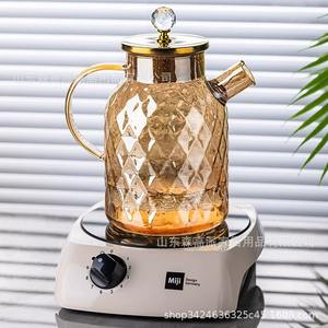 Tetera de vidrio Miji de 1000 ml con tapa de acero inoxidable de gran capacidad para preparar y servir té - Product Image 1